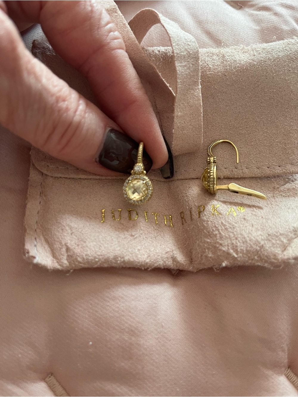 Judith Ripka 14 kt solid gold with lemon quartz.